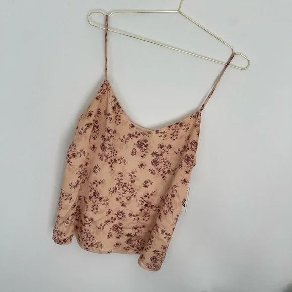 L'AGENCE Jane Floral Print 100% Silk Spaghetti Slip Tank Top Size L NWT - Picture 2 of 7